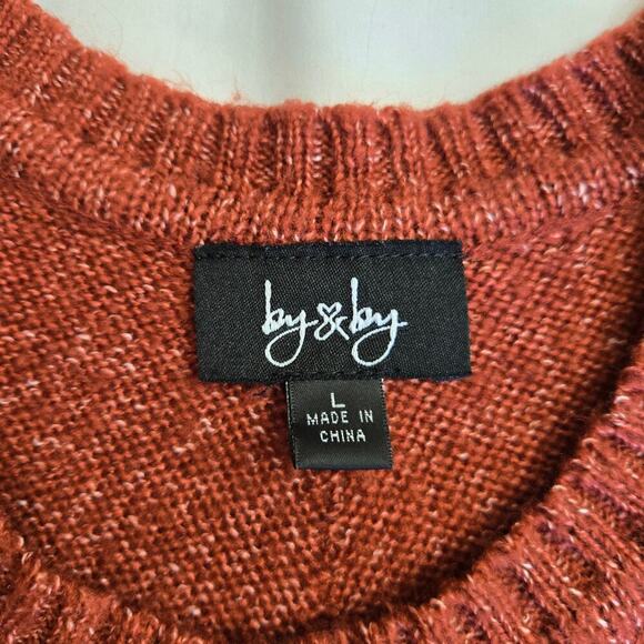 By & By Knit Crewneck Sweater Large Rainbow Retro Chevron Cozy Asymmetrical Hem - Picture 6 of 11